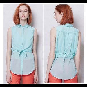 Anthropologie Maeve Teal Layered Blouse